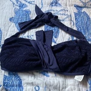 NWT Antonio Melani Swim Top Lace Bandeau Halter size Medium Navy